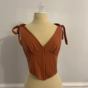 Brown corset top with tie tank straps